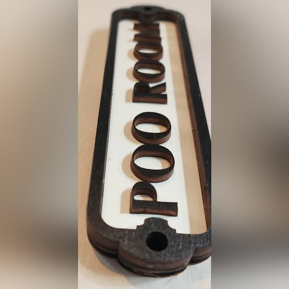 Funny Bathroom Sign Raised Wood Letters- Poo Room - Picture 2 of 3